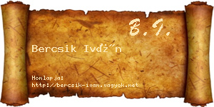 Bercsik Iván névjegykártya